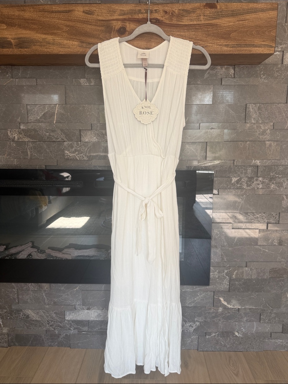 Knox Rose Cream Sleeveless Maxi Dress with Tie Waist
